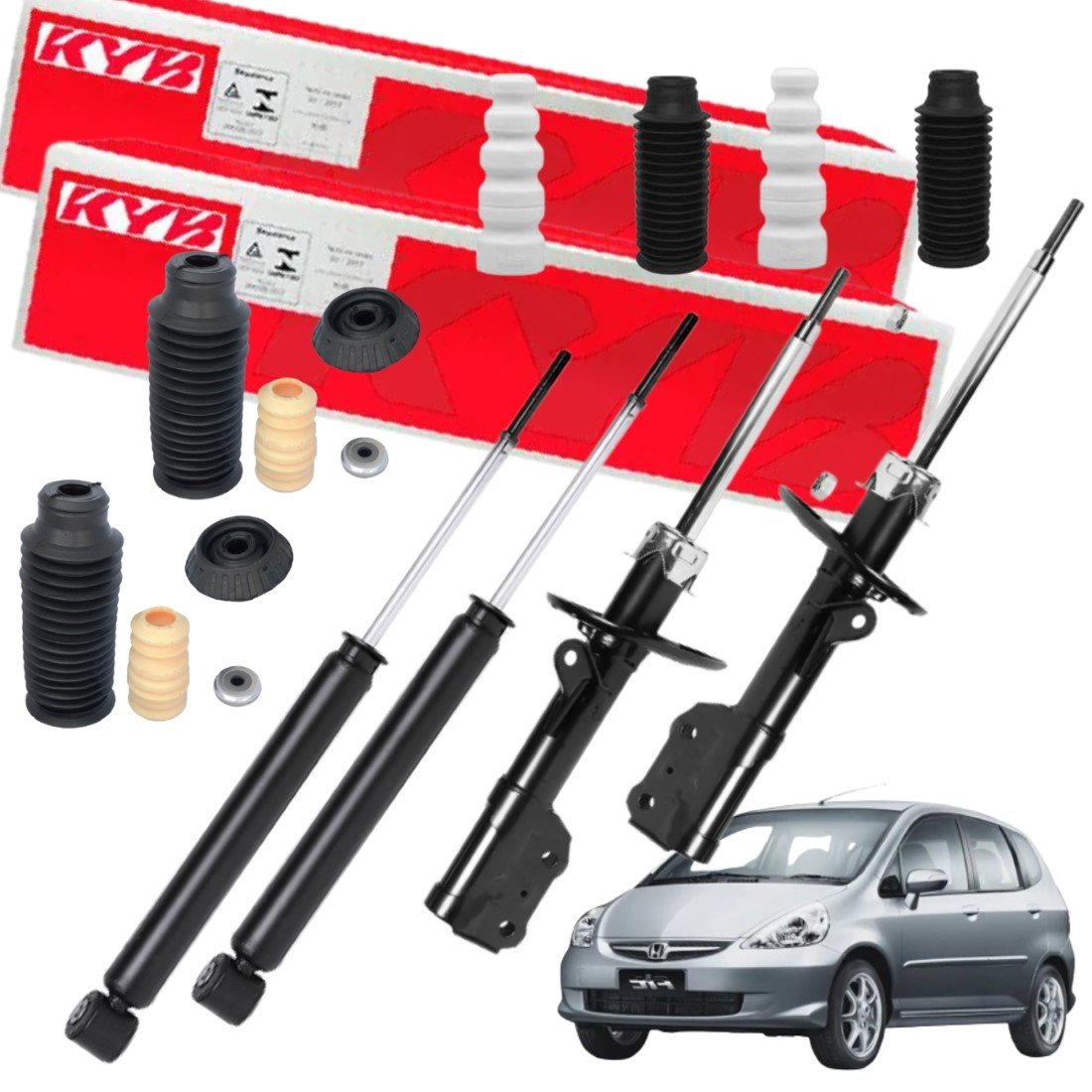Amortecedor Dianteiro E Traseiro Kayaba + Kit amortecedores Honda Fit 1.4 2003 a 2008