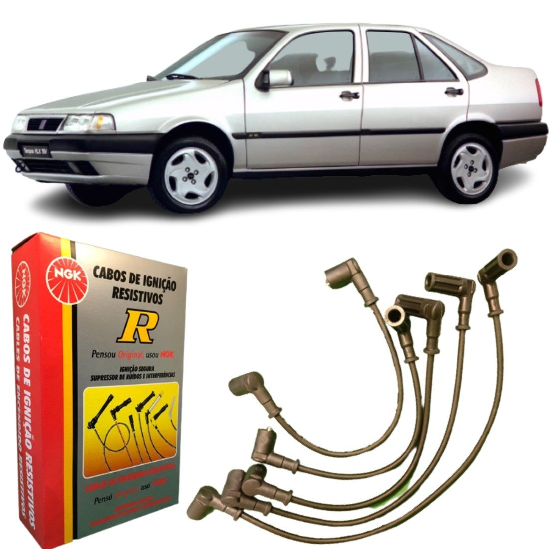 Jogo De Cabo De Vela Ngk Para Fiat Tempra Tipo 2.0 8v.