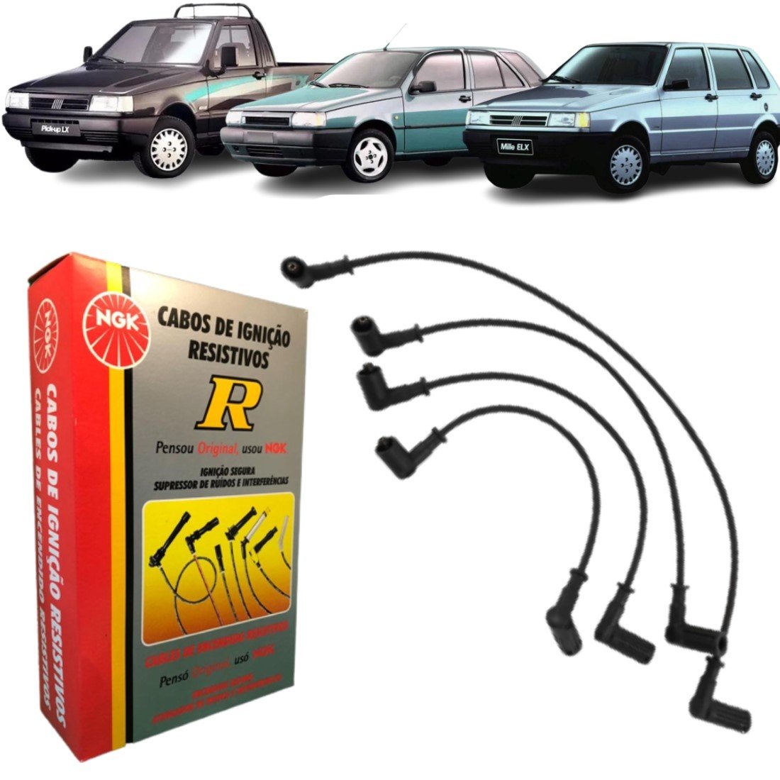 Jogo De Cabo De Vela Ngk Para Fiat Tipo Uno Fiorino.