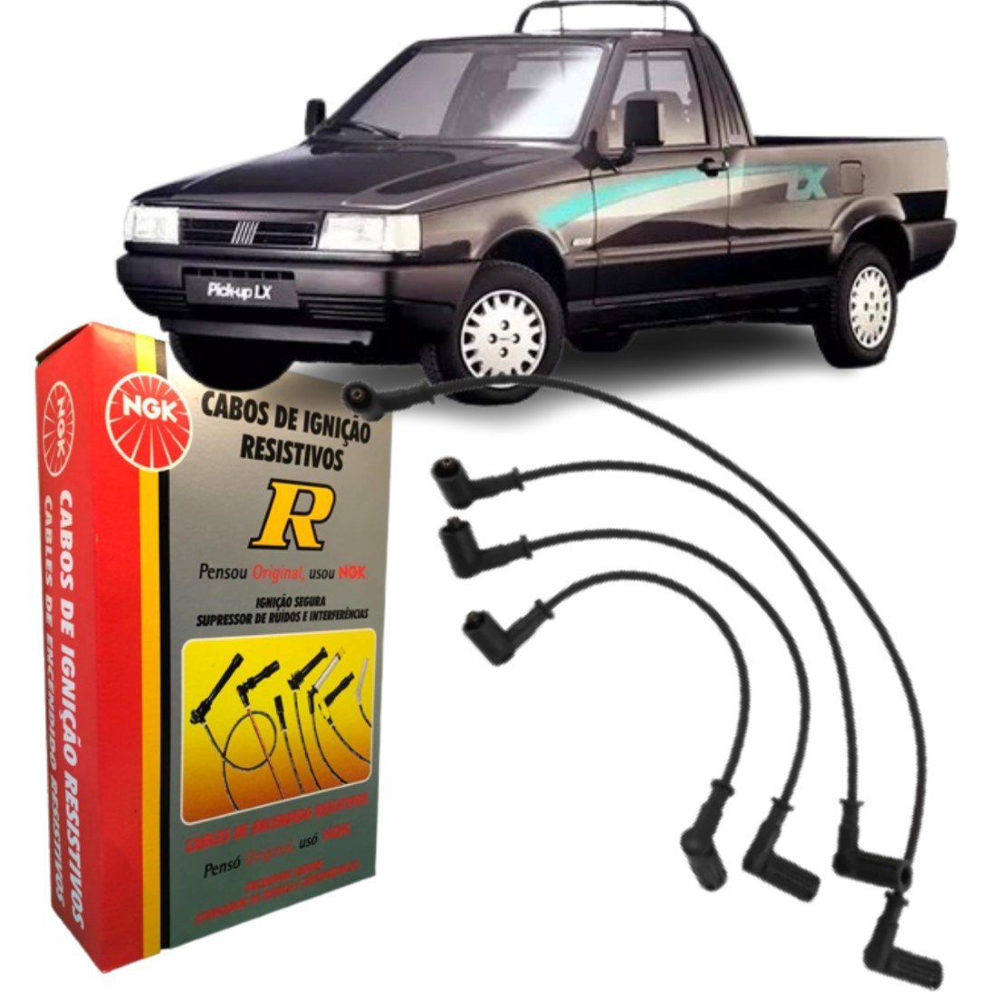 Jogo De Cabo De Vela Ngk Para Fiat Tipo Uno Fiorino.