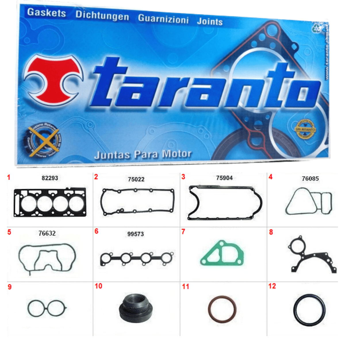 Jogo Junta Completo Motor Taranto Ford Ka Fiesta Focus Ecosport Courier Escort