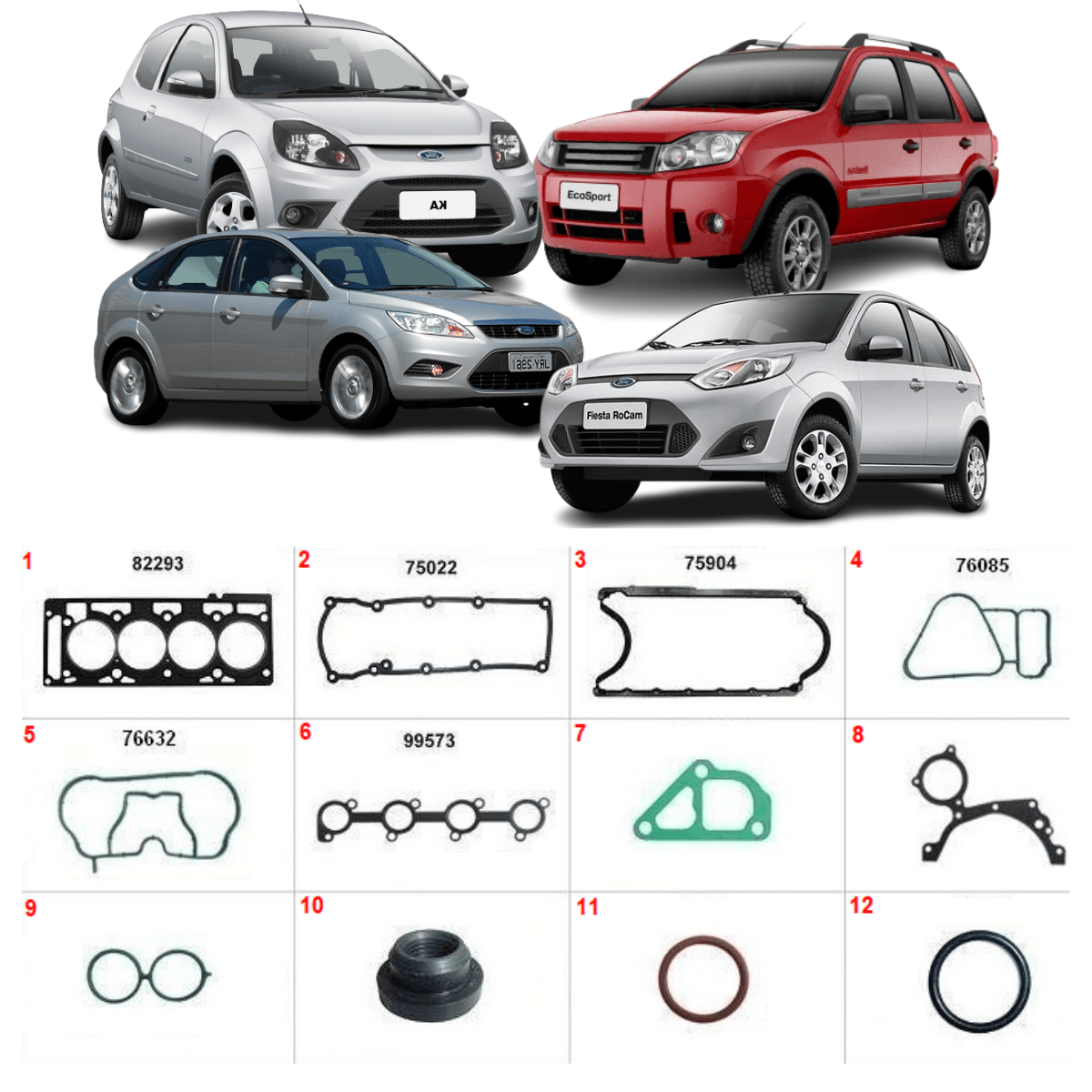 Jogo Junta Completo Motor Taranto Ford Ka Fiesta Focus Ecosport Courier Escort