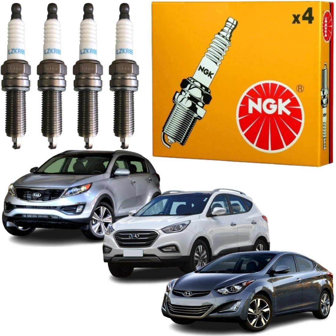 Jogo Vela Ignição original NGK Hyundai Ix35 Elantra Kia Sportage 2.0 16v Flex