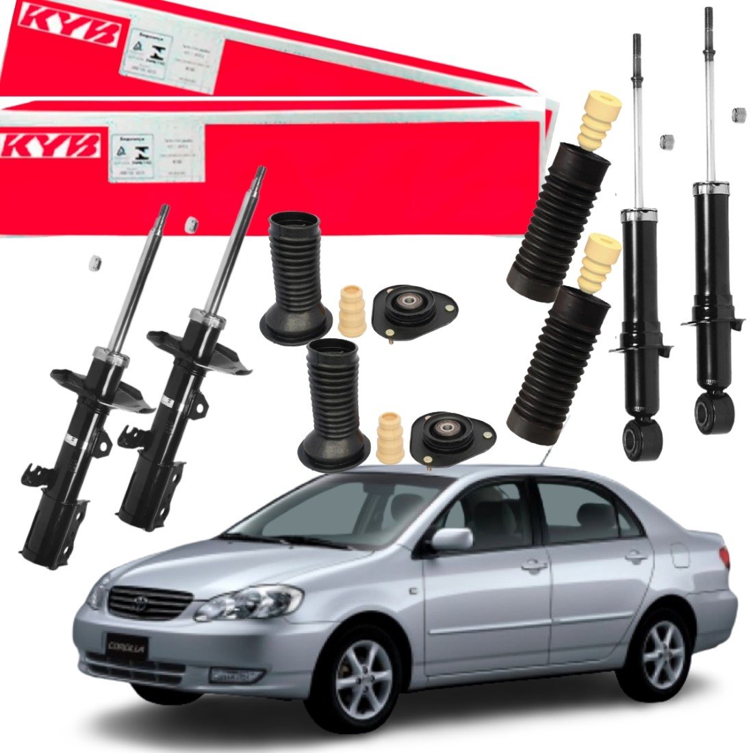 Kit Amortecedor Dianteiro E Traseiro Toyota Corolla 03 A 08