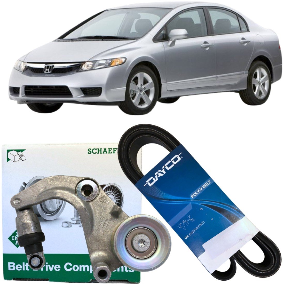 Kit Correia Com Tensionador Alternador Para Honda New Civic