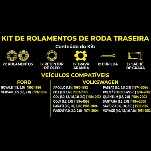 02 Kit Rolamento Traseiro Parati Saveiro Gol G1 G2 G3 G4