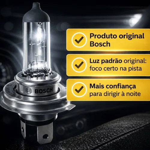 2 Lâmpadas Farol Baixo E Alto H4 Bosch Halogena 12v