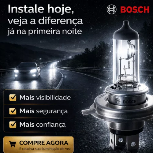 2 Lâmpadas Farol Baixo E Alto H4 Bosch Halogena 12v