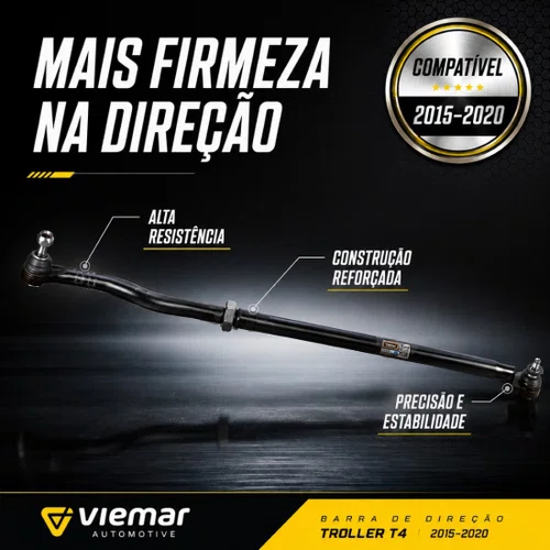 Barra De Direção Viemar Para Troller T4 4x4 2015 A 2020 Preto