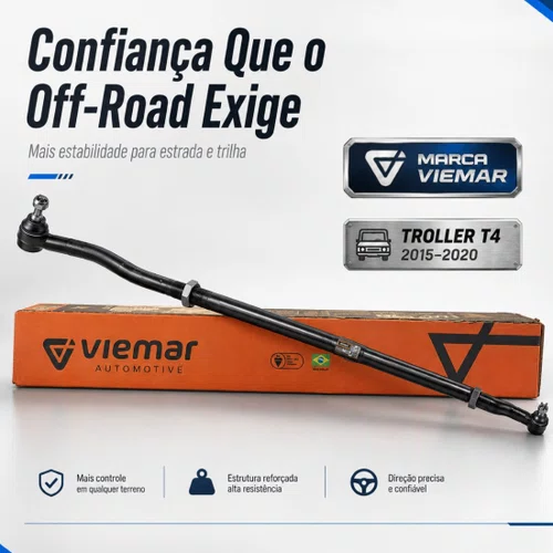 Barra De Direção Viemar Para Troller T4 4x4 2015 A 2020 Preto