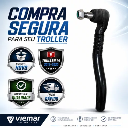 Barra De Direção Viemar Para Troller T4 4x4 2015 A 2020 Preto