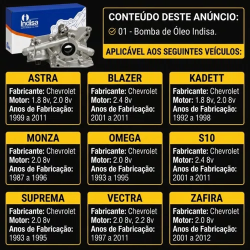 Bomba De Oleo Gm Astra/vectra 2.0 2.2 8v 97/..