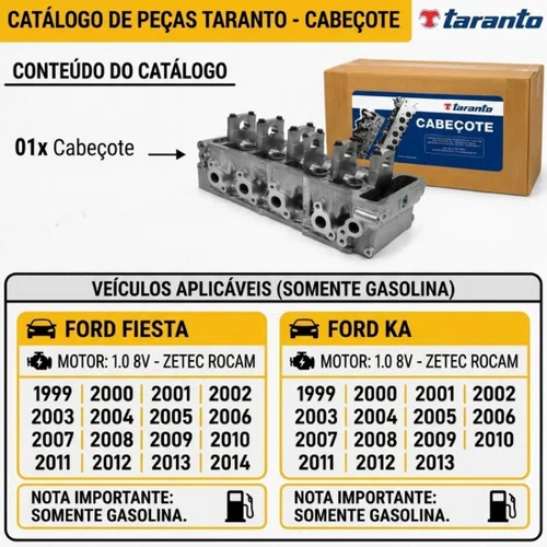 Cabeçote Fiesta Sedan 1.6 8v 2000 A 2014 Zetec Rocam Flex