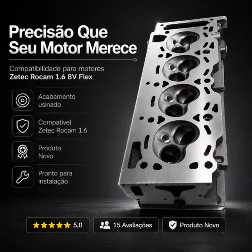 Cabeçote Fiesta Sedan 1.6 8v 2000 A 2014 Zetec Rocam Flex