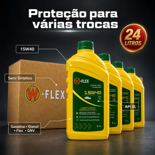 Caixa 24 Litros Óleo Motor 15w40 Semi Sintético W-flex