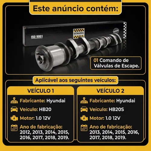 Comando De Válvula De Escape Hb20 Hb20s 1.0 12v 2012 A 2019