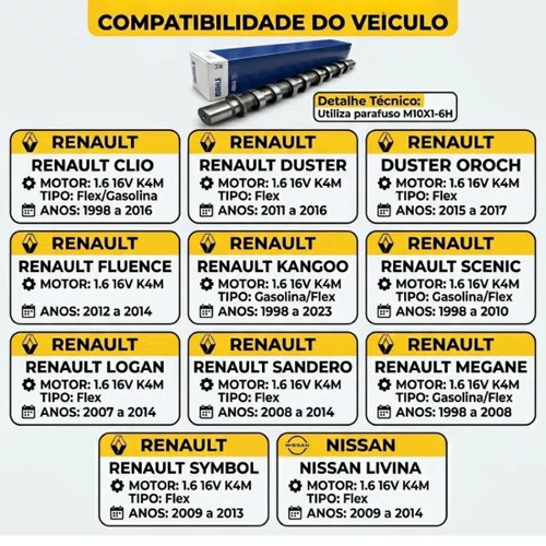 Comando Válvula Admissão Clio Scenic Livina 1.6 16v K4m