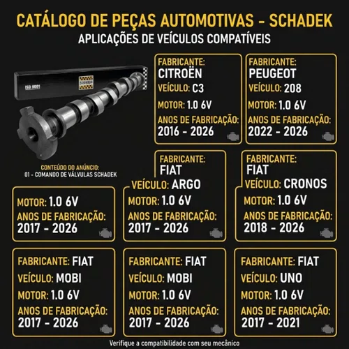 Comando Válvula Fiat Uno Mobi Argo 1.0 6v Firefly 3cil