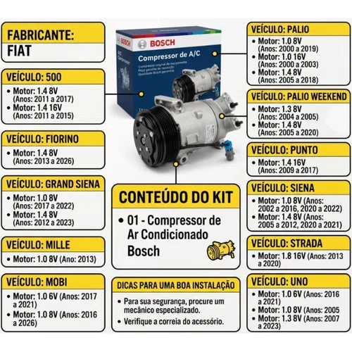 Compressor De Ar Condicionado Bosch Novo Uno Palio Mobi