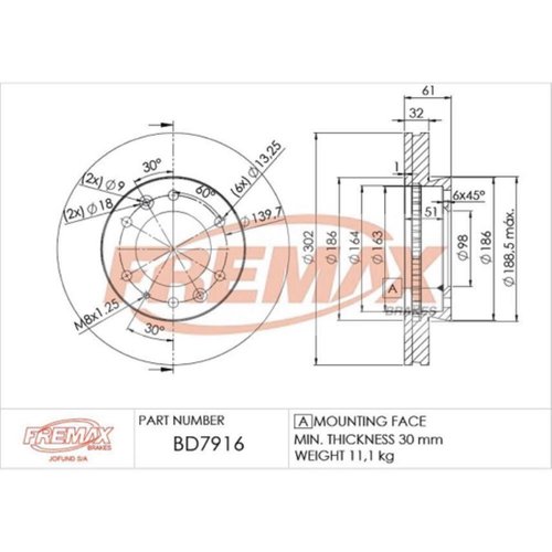 Disco Freio Dianteiro Fremax Ranger 2.2 2.5 3.2 Troller 3.2