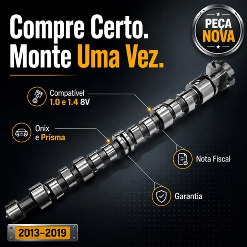 Eixo Comando Válvulas Gm Onix Prisma 1.0 1.4 8v 2012 A 2023
