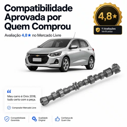 Eixo Comando Válvulas Gm Onix Prisma 1.0 1.4 8v 2012 A 2023