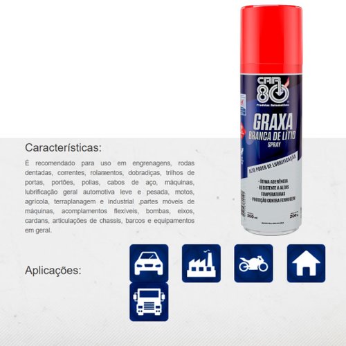 Graxa Branca Car 80 300ml Lubrificante Resistente