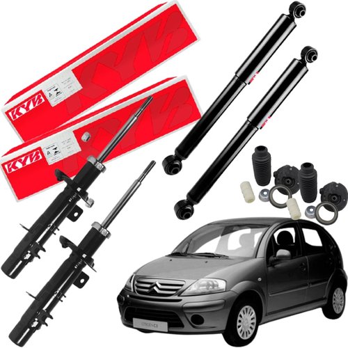 Jogo Amortecedores Dianteiro E Traseiro Kayaba + Kit Dianteiro Citroen C3 2003 a 2012