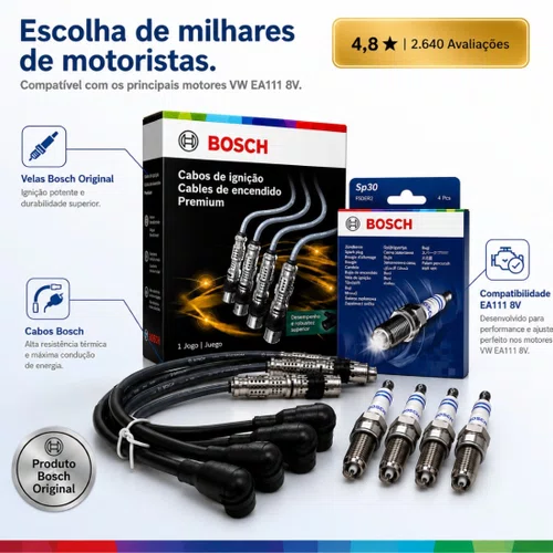 Jogo Cabo E Vela Golf Polo Gol G5 G6 Fox 1.6 Original Bosch Preto