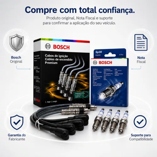 Jogo Cabo E Vela Golf Polo Gol G5 G6 Fox 1.6 Original Bosch Preto