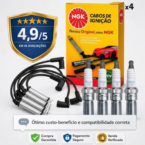 Jogo Cabos E Velas Fiesta 1.0 8v Zetec Rocam 1999 A 2012 Ngk Amarelo