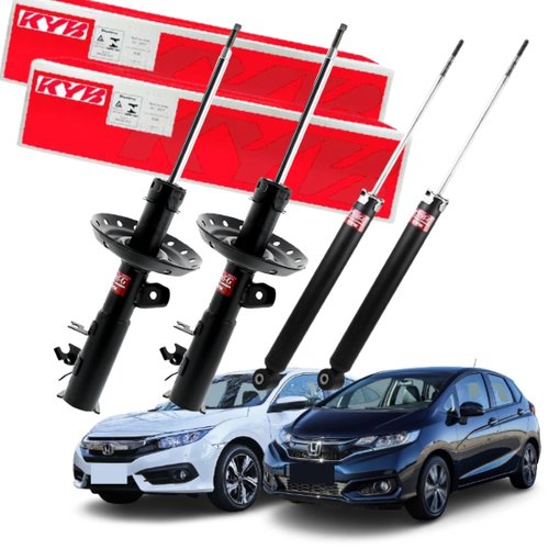 Jogo de Amortecedor Dianteiro e Traseiro Kayaba Honda City Fit 1.4 1.5 2014 a 2019