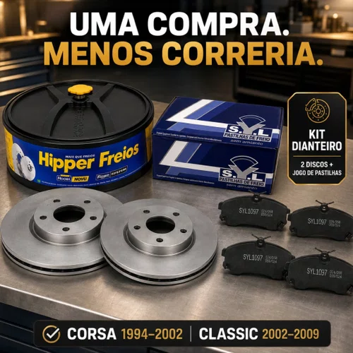 Jogo Disco Solido + Pastilha Freio Corsa Classic 1994 A 2009