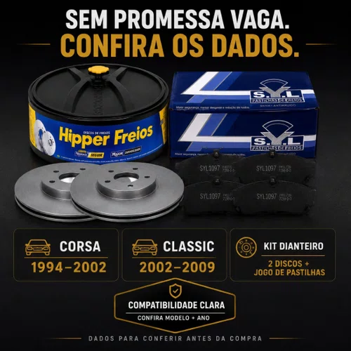 Jogo Disco Solido + Pastilha Freio Corsa Classic 1994 A 2009