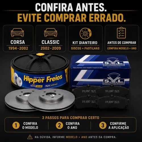 Jogo Disco Solido + Pastilha Freio Corsa Classic 1994 A 2009