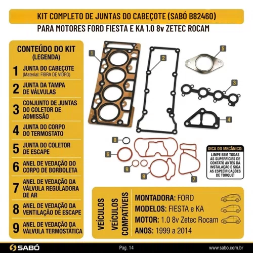 Jogo Junta Superior 1.0 8v Zetec Rocam 1.0 8v Ka/fiesta/ecos