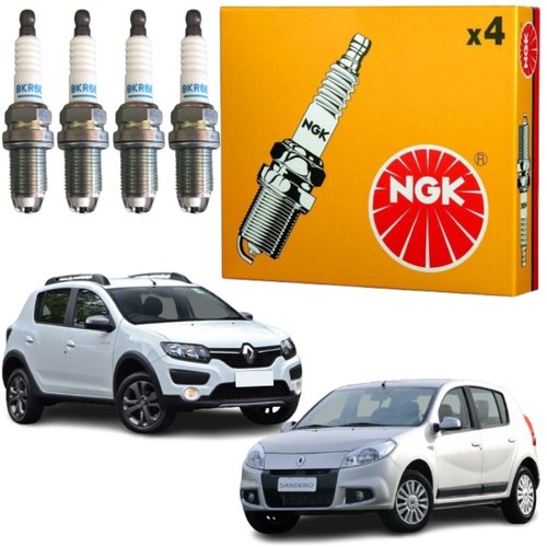 Jogo Vela Ignição original NGK Renault Sandero Logan Symbol motor 1.6 8v Flex
