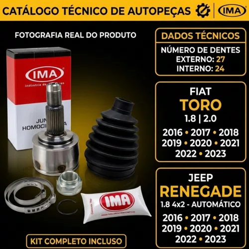 Junta Homocinetica Roda Fiat Toro 1.8 2.0 Jeep Renegade 1.8 