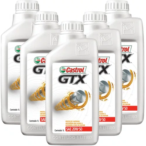 KIT 05 OLEO 20W50 CASTROL GTX MINERAL ANTI BORRA