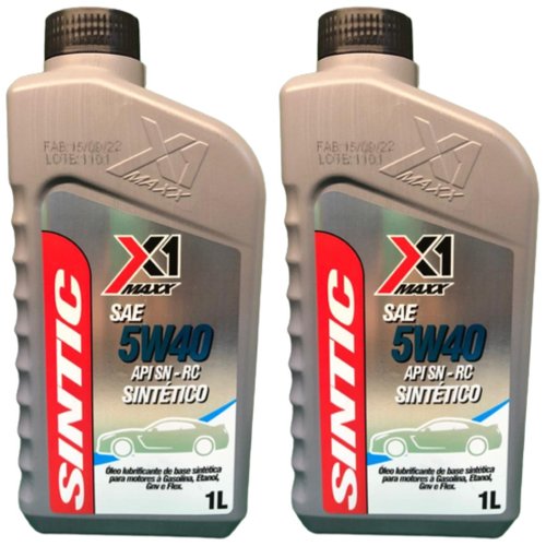 Kit 2 Óleos Motor X1 Maxx Sae 5w40 Api Sn-rc Sintético  Kit 2 Óleos Motor X1 Maxx Sae 5w40 Api Sn-rc Sintético