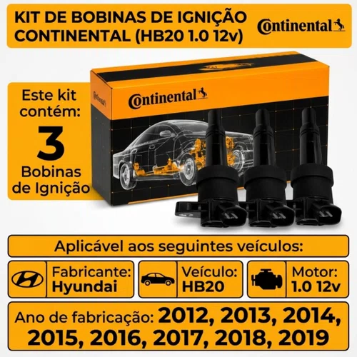 Kit 3 Bobina Ignição Original Hb20 Hb20 1.0 3 Cil 2012/2019