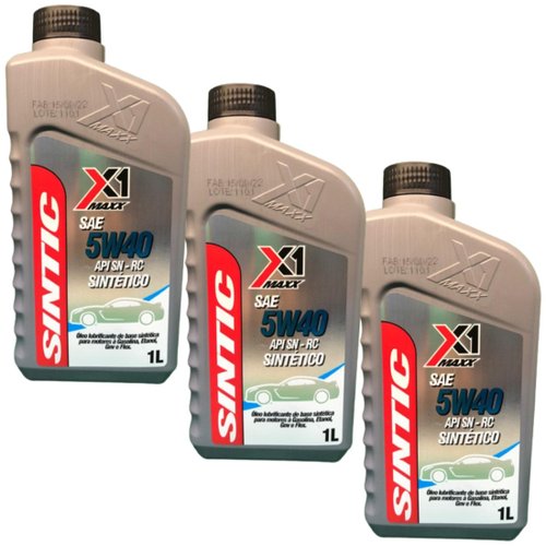 Kit 3 Óleos Motor X1 Maxx Sae 5w40 Api Sn-rc Sintético  Kit 3 Óleos Motor X1 Maxx Sae 5w40 Api Sn-rc Sintético