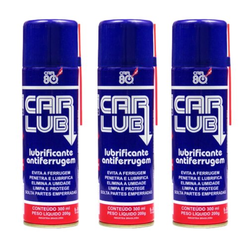 Kit 3 Spray Antiferrugem Multiuso Car Lub 300ml Similar Wd40 Kit 3 Spray Antiferrugem Multiuso Car Lub 300ml Similar Wd40
