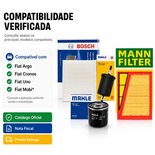 Kit 4 Filtros Fiat Argo Cronos 1.0 1.3 Firefly Após 2017