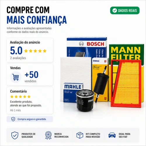 Kit 4 Filtros Fiat Argo Cronos 1.0 1.3 Firefly Após 2017