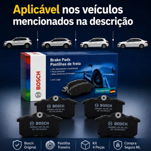 Kit 4 Pastilha Freio Traseira T-cross Nivus Original Bosch