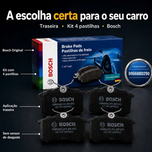 Kit 4 Pastilha Freio Traseira T-cross Nivus Original Bosch