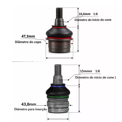 Kit 4 Pivô Viemar Superior Inferior Hilux Sw4 2005 Ate 2022