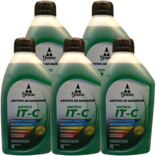 Kit 5 Aditivos Para Radiador Tirreno It-c Concentrado Verde 