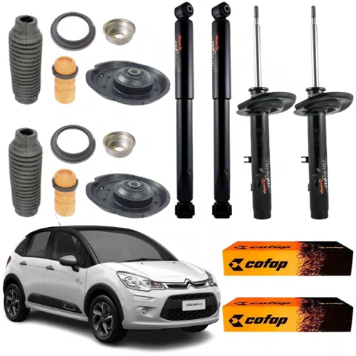 KIT AMORTECEDOR DIANTEIRO TRASEIRO COFAP C3 2013/... CAMBIO AUTOMATICO